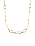 Modern Oval Enamel Gold Necklace in 14K Gold by Elef Jewelry