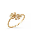 Monstera Leaf Motif Minimal Ring in 14K Gold by Elef Jewelry