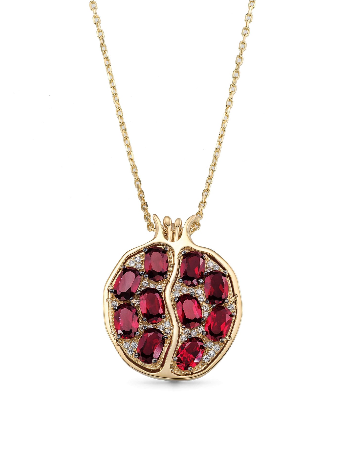 Pomegranate Stone Necklace in 14K Gold by Elef Jewelry