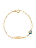 14K Gold Evil Eye Kids Id Bracelet by Elef Jewelry
