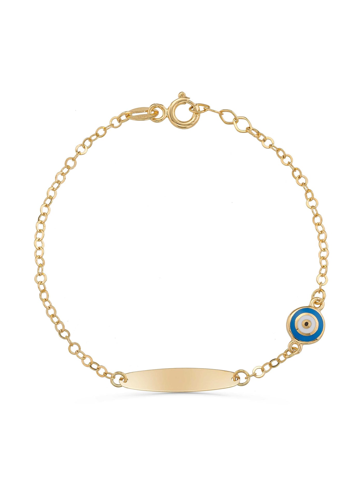 14K Gold Evil Eye Kids Id Bracelet by Elef Jewelry