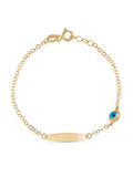 14K Gold Evil Eye Kids Id Bracelet by Elef Jewelry
