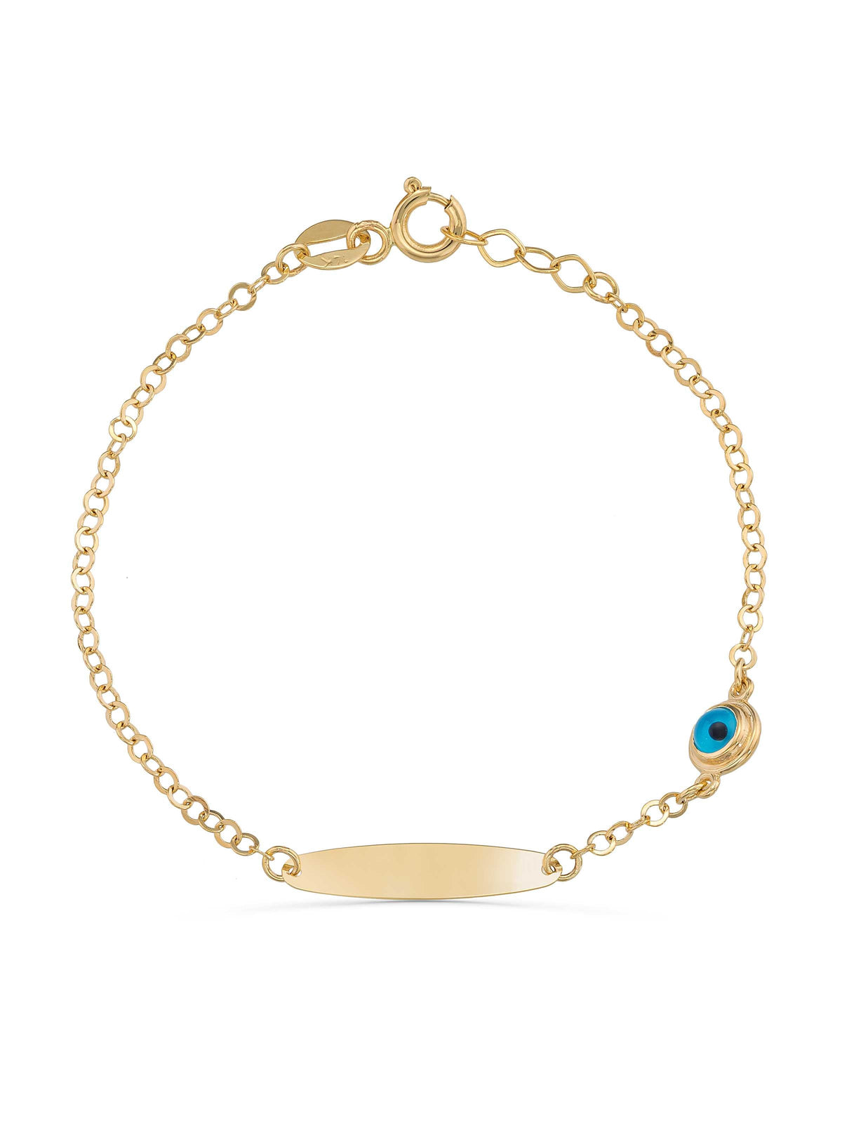 14K Gold Evil Eye Kids Id Bracelet by Elef Jewelry