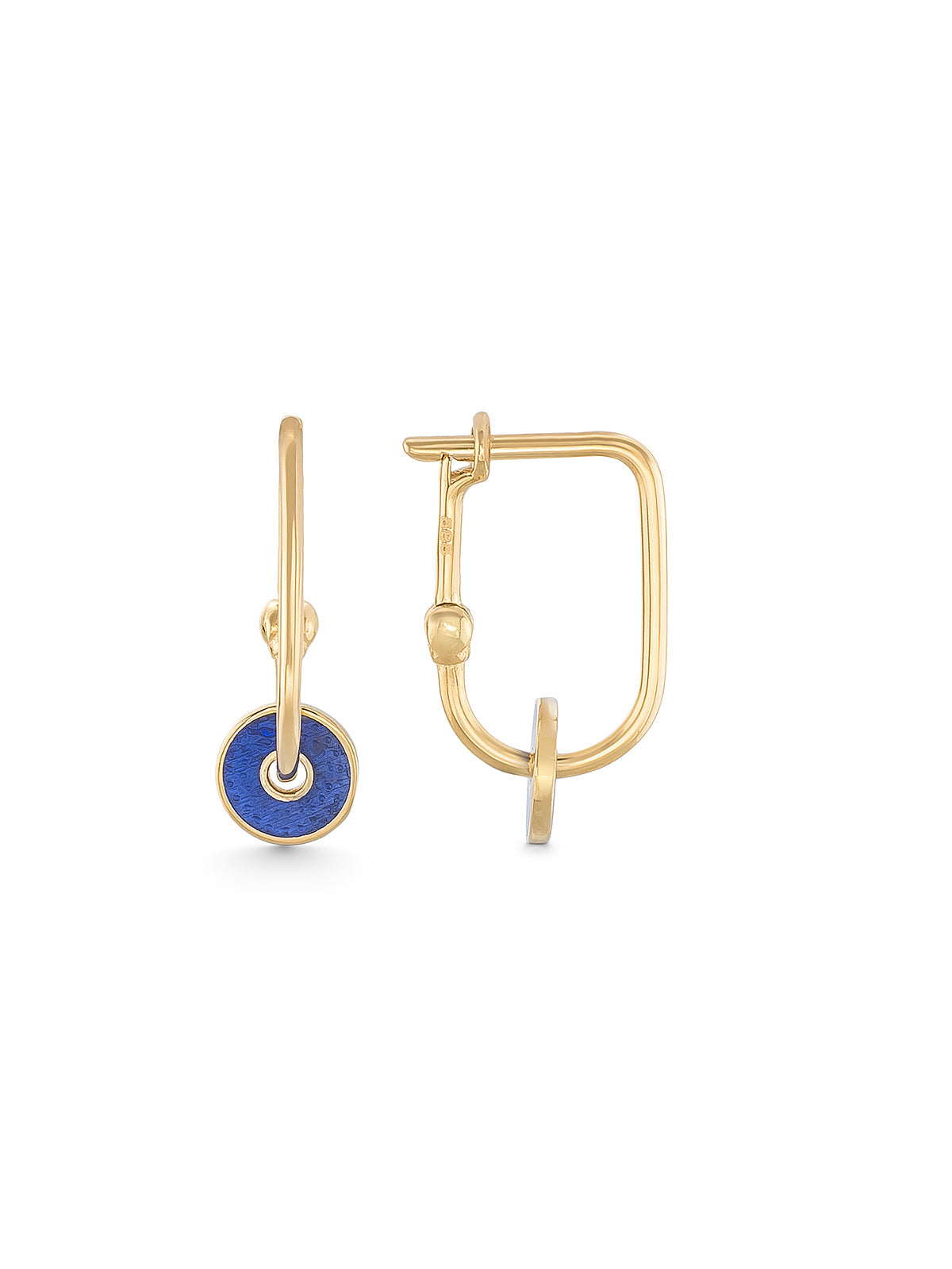 Evil Eye Themed Enamel Crafted Earrings in 14K Gold by Elef Jewelry