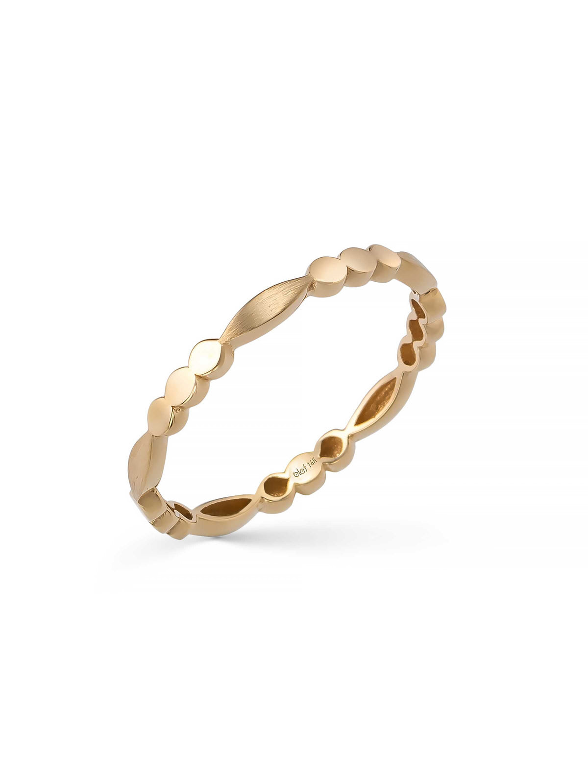 Dotted Marquise Form Minimal Ring in 14K Gold by Elef Jewelry