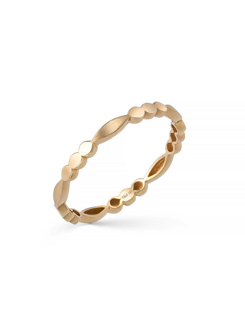 Dotted Marquise Form Minimal Ring in 14K Gold by Elef Jewelry