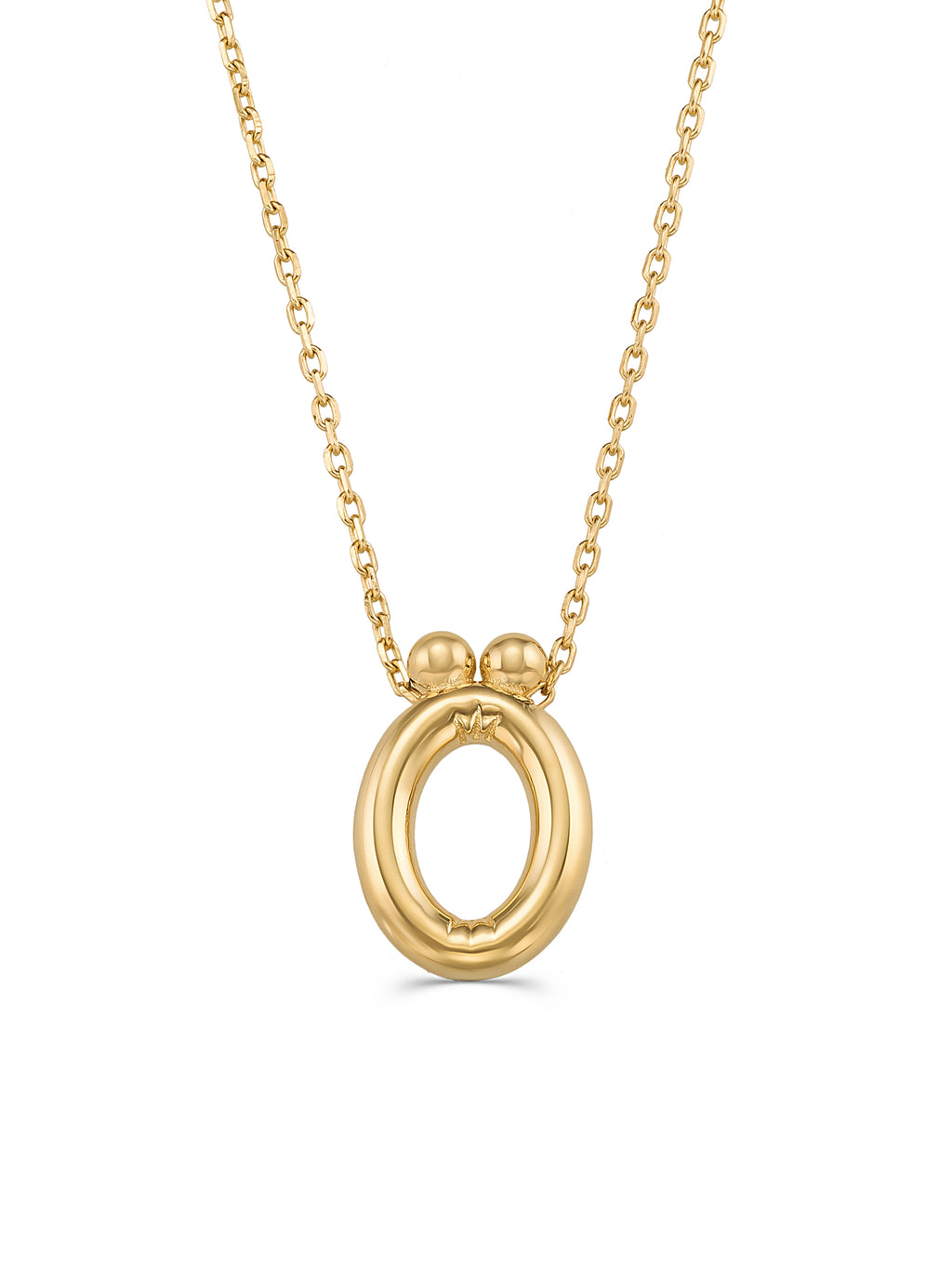 Letter O Classic Initial Necklace in 14K Gold by Elef Jewelry