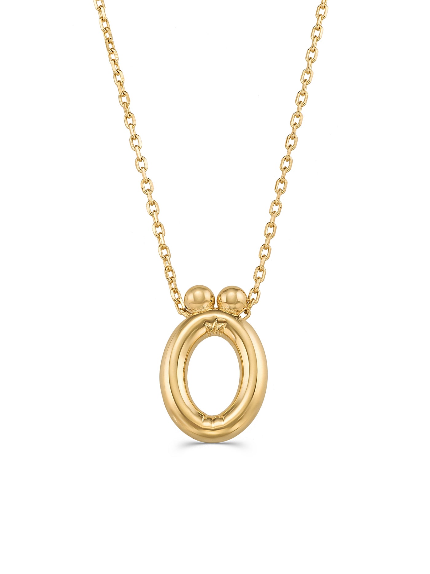 Letter O Classic Initial Necklace in 14K Gold by Elef Jewelry