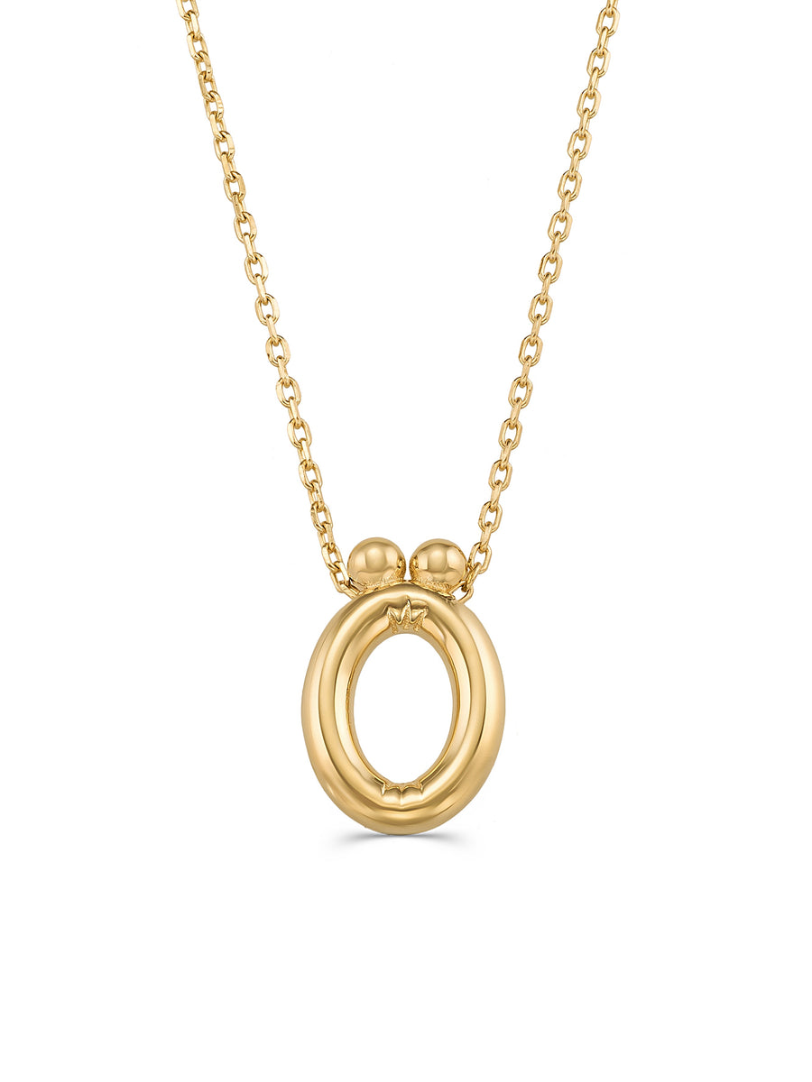 Letter O Classic Initial Necklace in 14K Gold