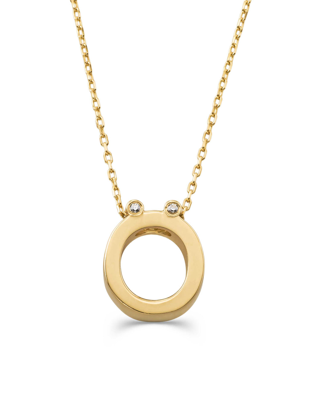 Letter O Stone Initial Necklace in 14K Gold by Elef Jewelry