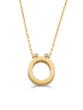 Letter O Stone Initial Necklace in 14K Gold by Elef Jewelry