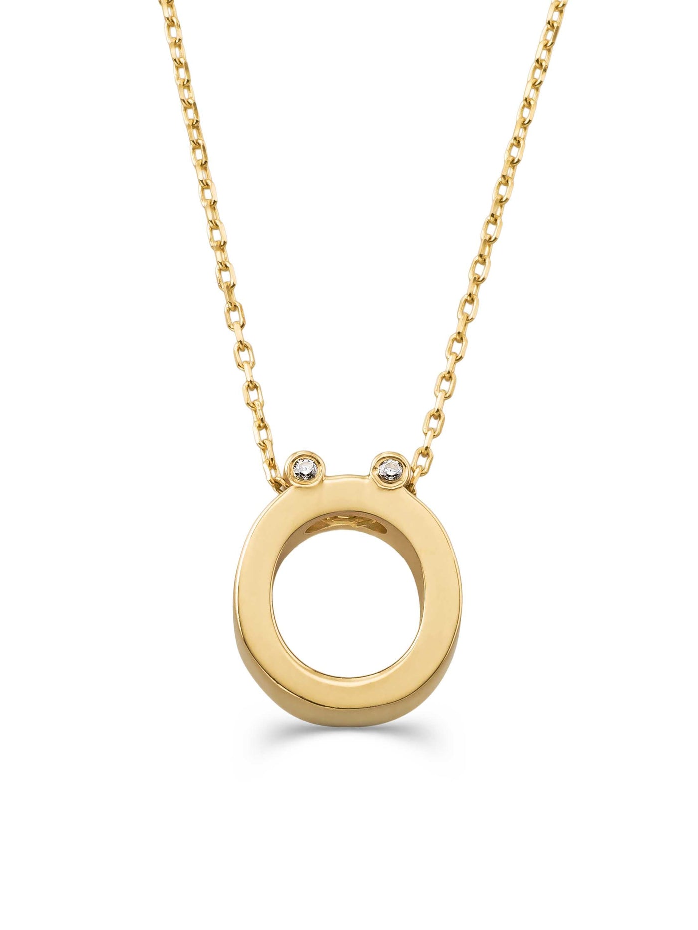 Letter O Stone Initial Necklace in 14K Gold by Elef Jewelry
