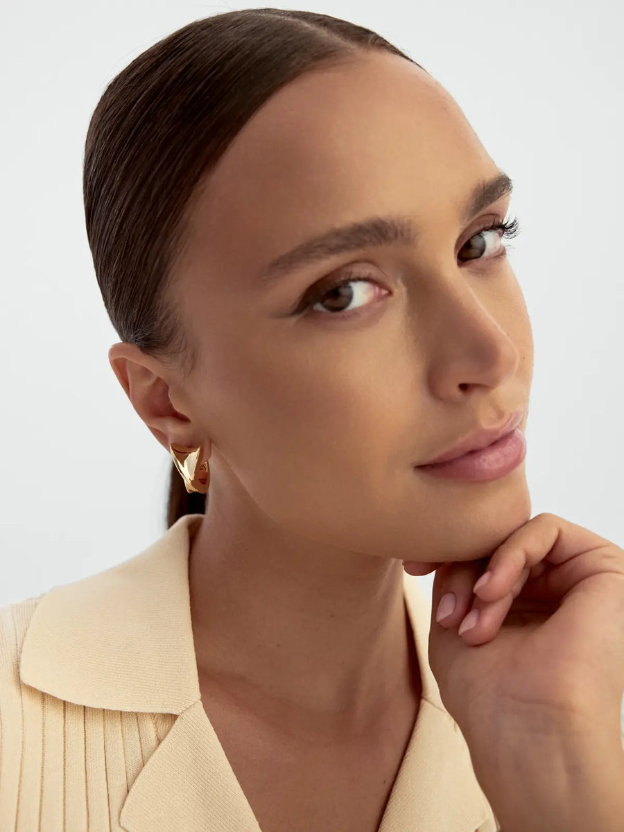 Organic Form Italian Style Earrings in 14K Gold