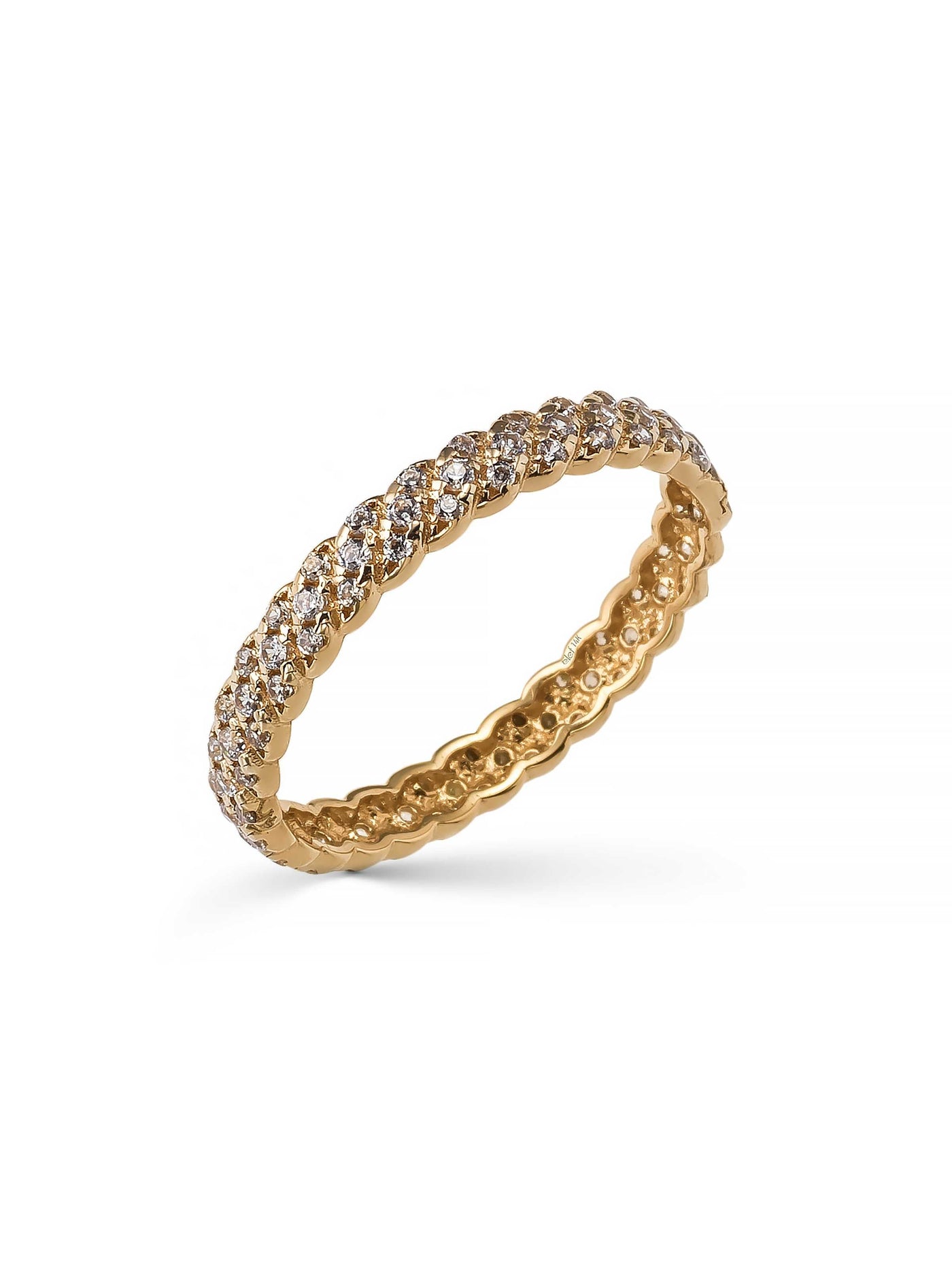 Braided Patterned Eternity Stone Ring in 14K Gold by Elef Jewelry