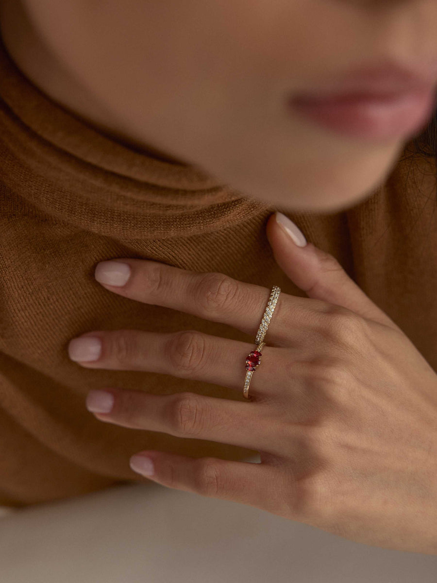 Braided Patterned Eternity Stone Ring in 14K Gold