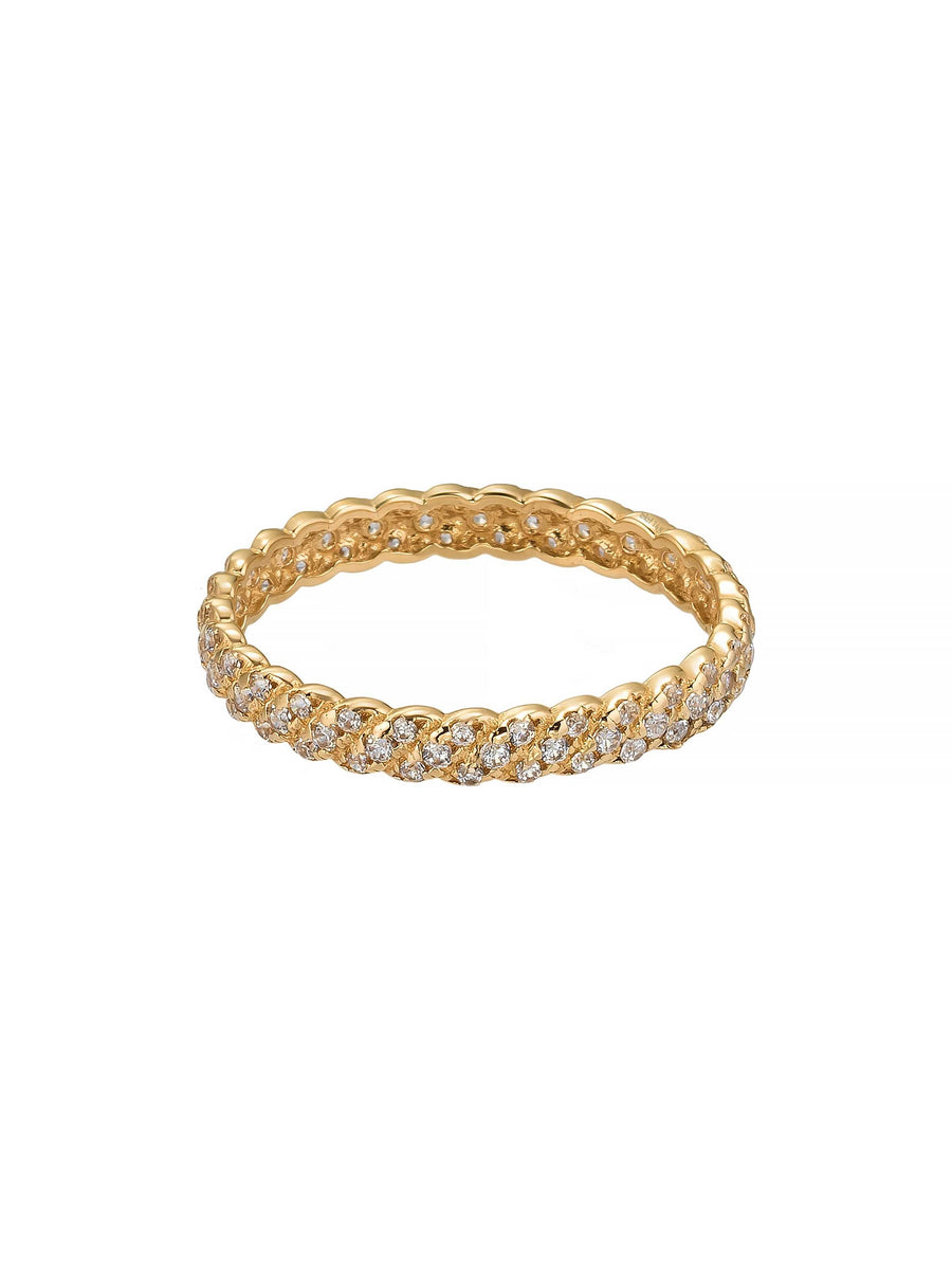 Braided Patterned Eternity Stone Ring in 14K Gold