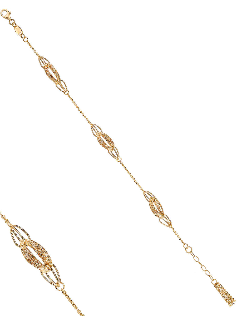 Braided Form Oval Ringed Bracelet in 14K Gold