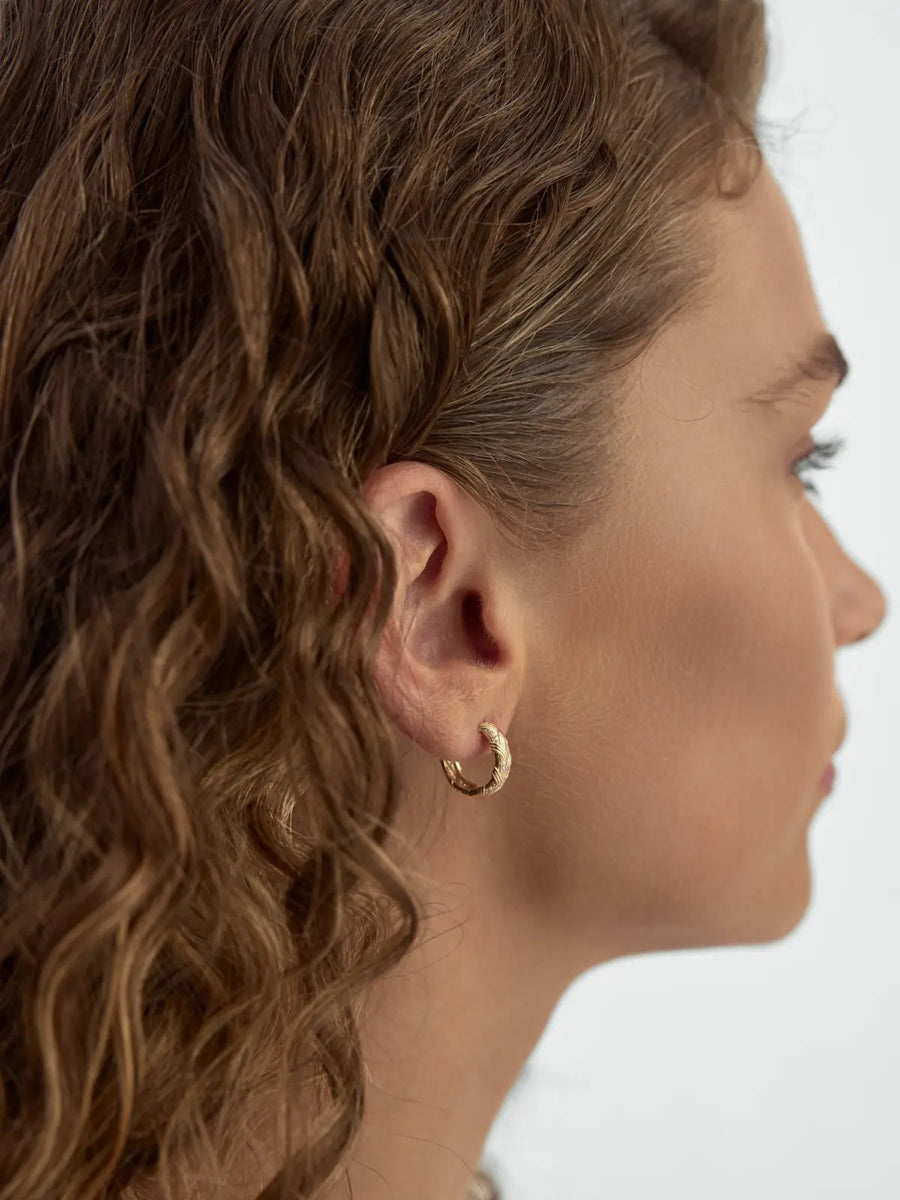 Braided Crafted Stone Accents Earrings in 14K Gold