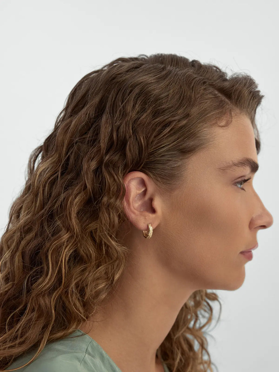 Braided Crafted Stone Accents Earrings in 14K Gold