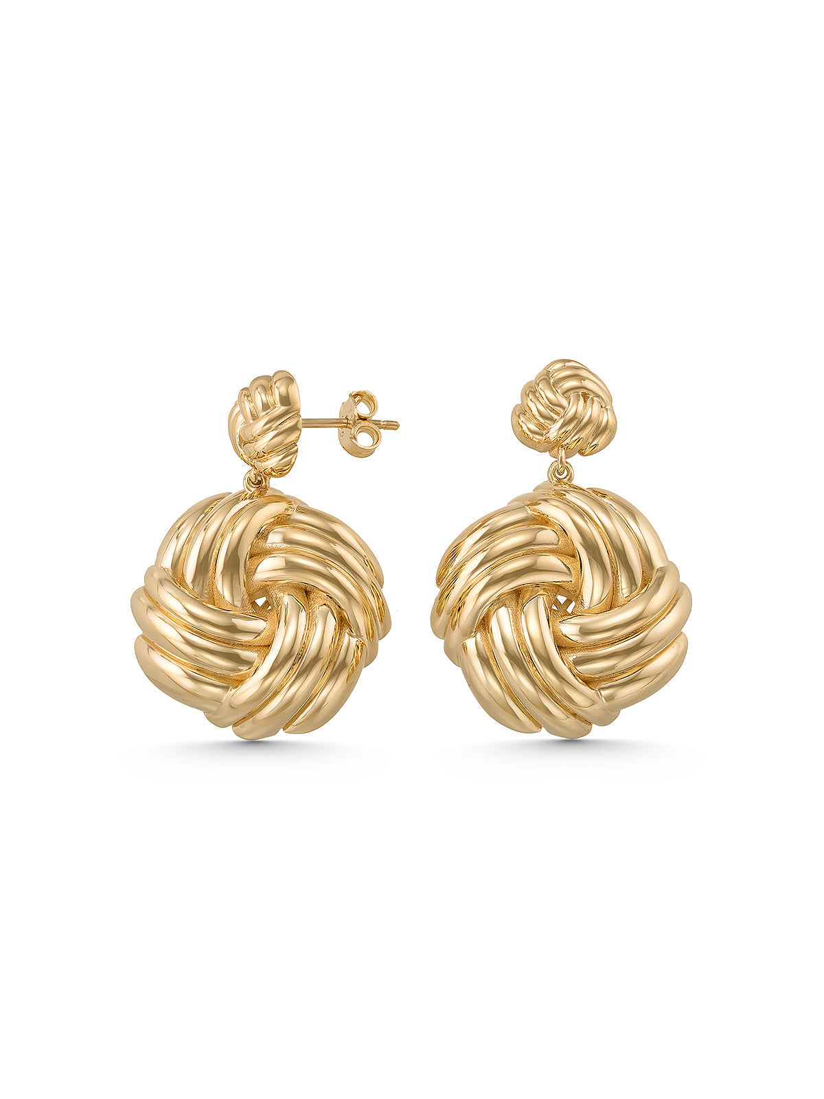 Braided Ball Form Earrings in 14K Gold by Elef Jewelry