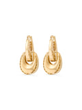 Oval Form Double Drop Earrings in 14K Gold by Elef Jewelry