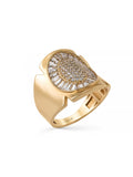 Oval Form Baguette & Round-Cut Stone Ring in 14K Gold by Elef Jewelry