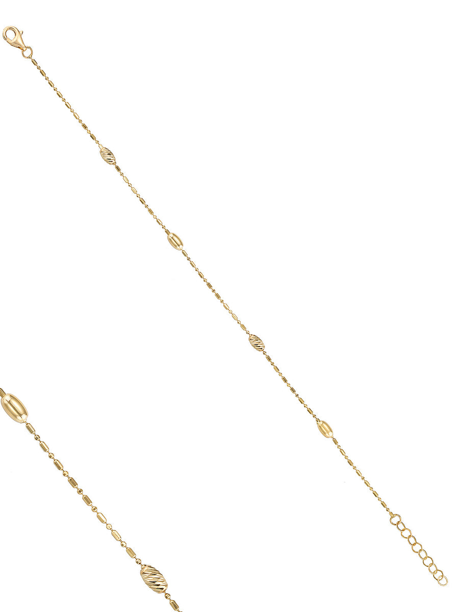 Oval Form Dorika Bead Bracelet in 14K Gold