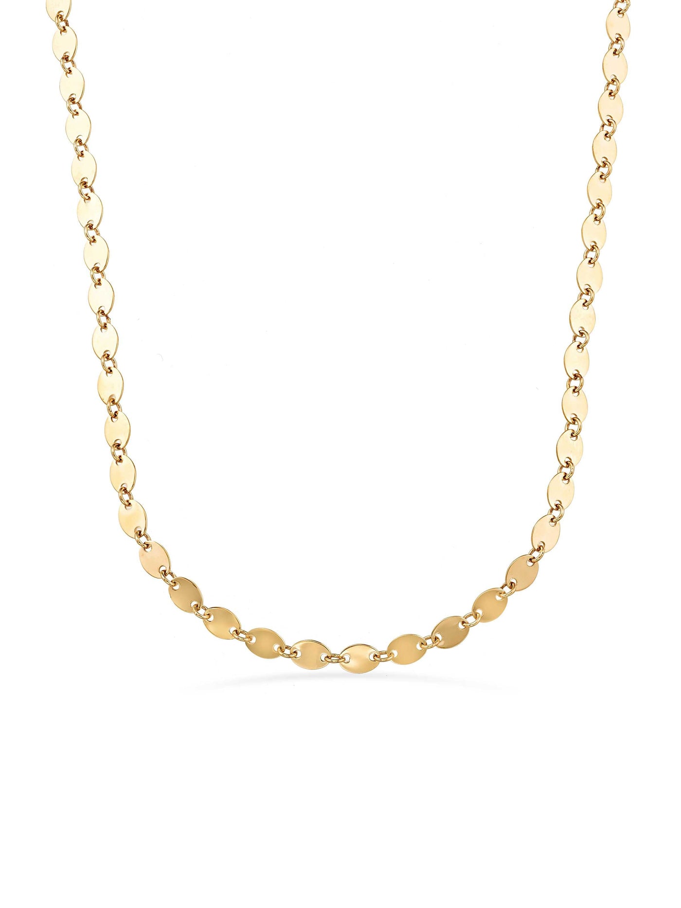 Oval Form Disc Dizili Necklace in 14K Gold by Elef Jewelry