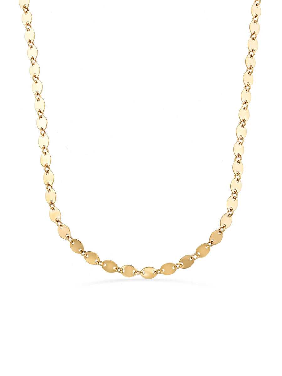 Oval Form Disc Dizili Necklace in 14K Gold