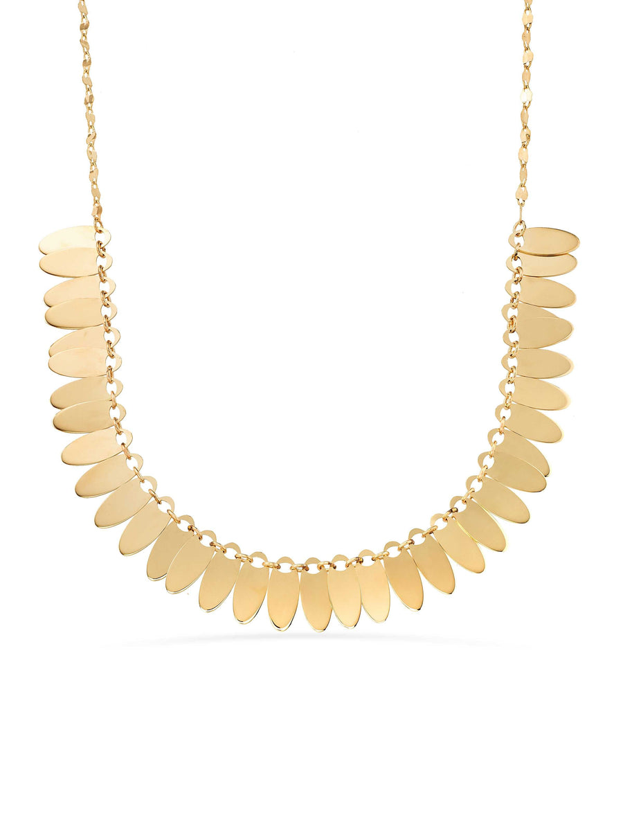 Oval Form Drop Necklace in 14K Gold