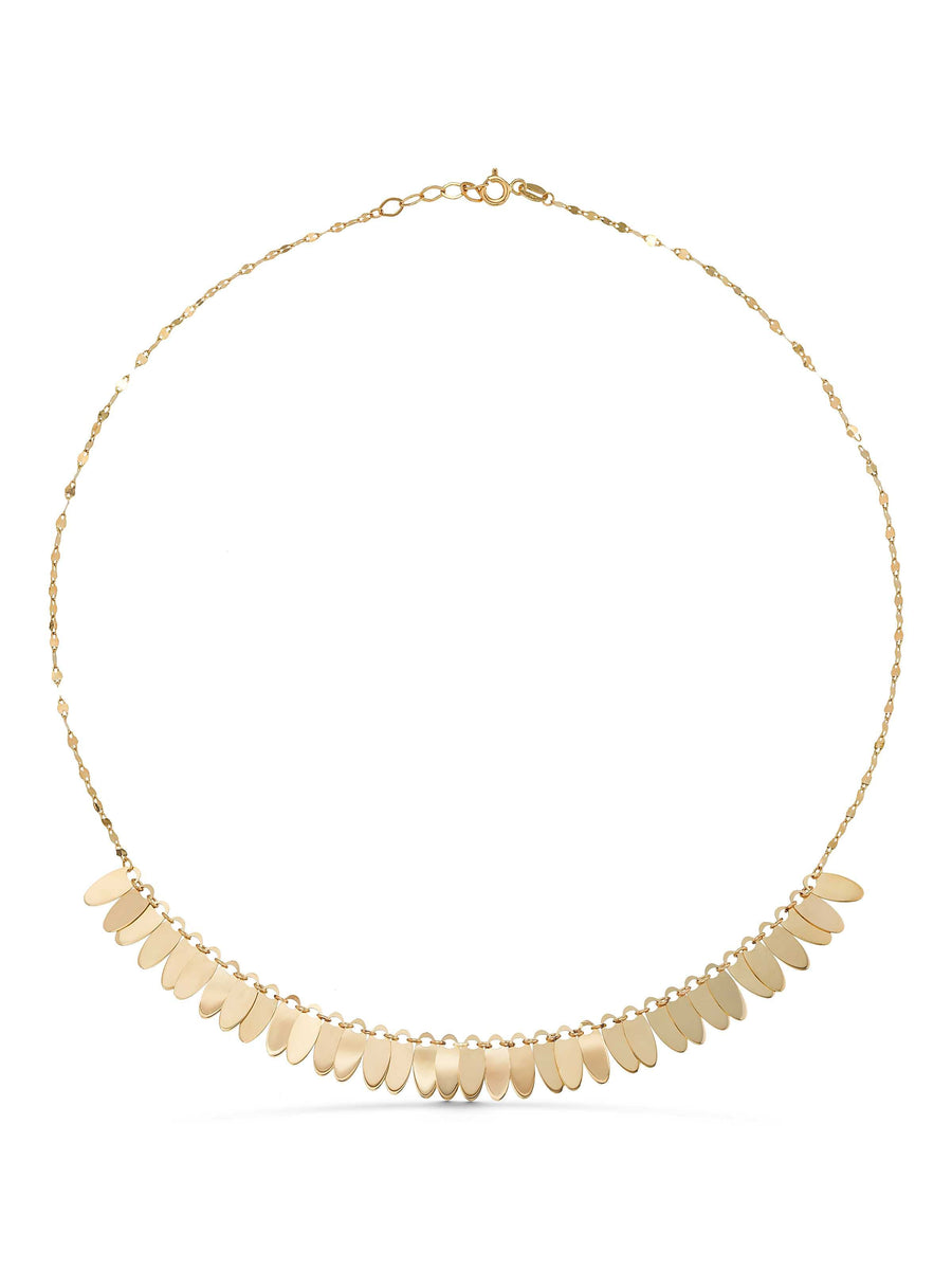 Oval Form Drop Necklace in 14K Gold
