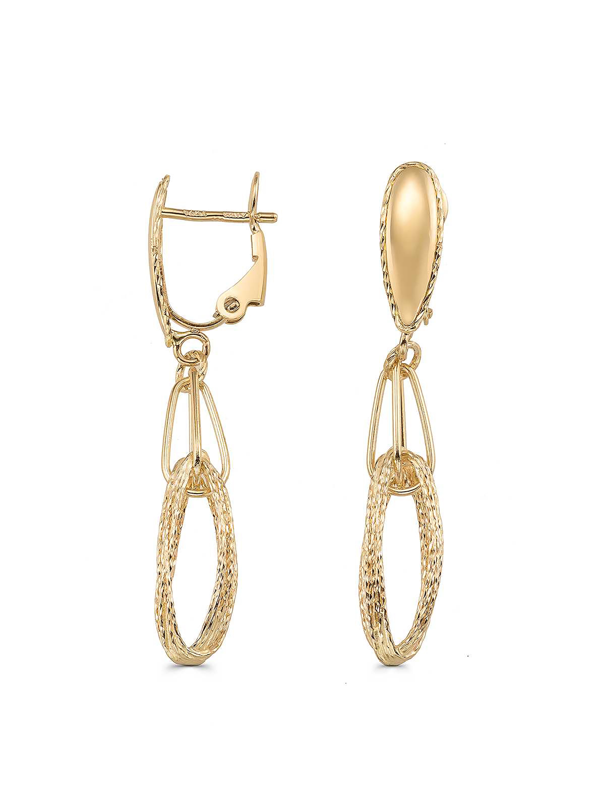Oval Ring Drop Earrings in 14K Gold by Elef Jewelry