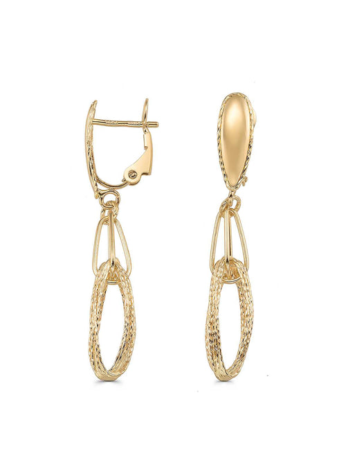 Oval Ring Drop Earrings in 14K Gold by Elef Jewelry