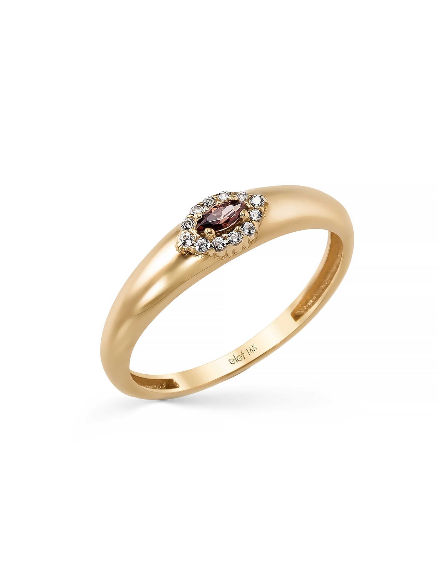 Oval Halo Stone Classic Ring in 14K Gold by Elef Jewelry