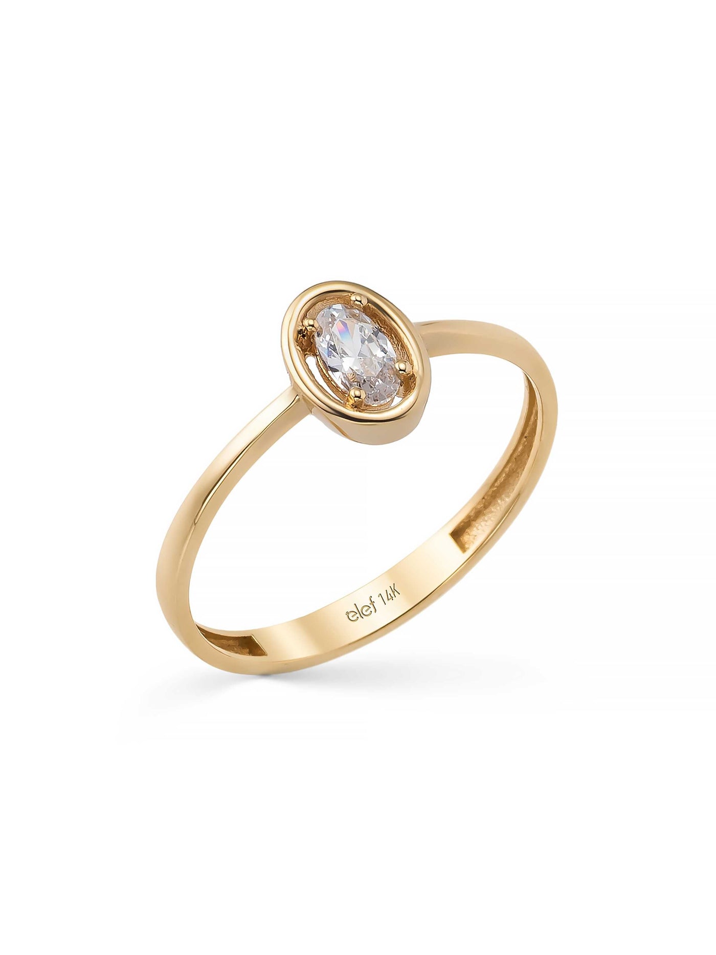 Oval Cut Stone Minimal Ring in 14K Gold by Elef Jewelry