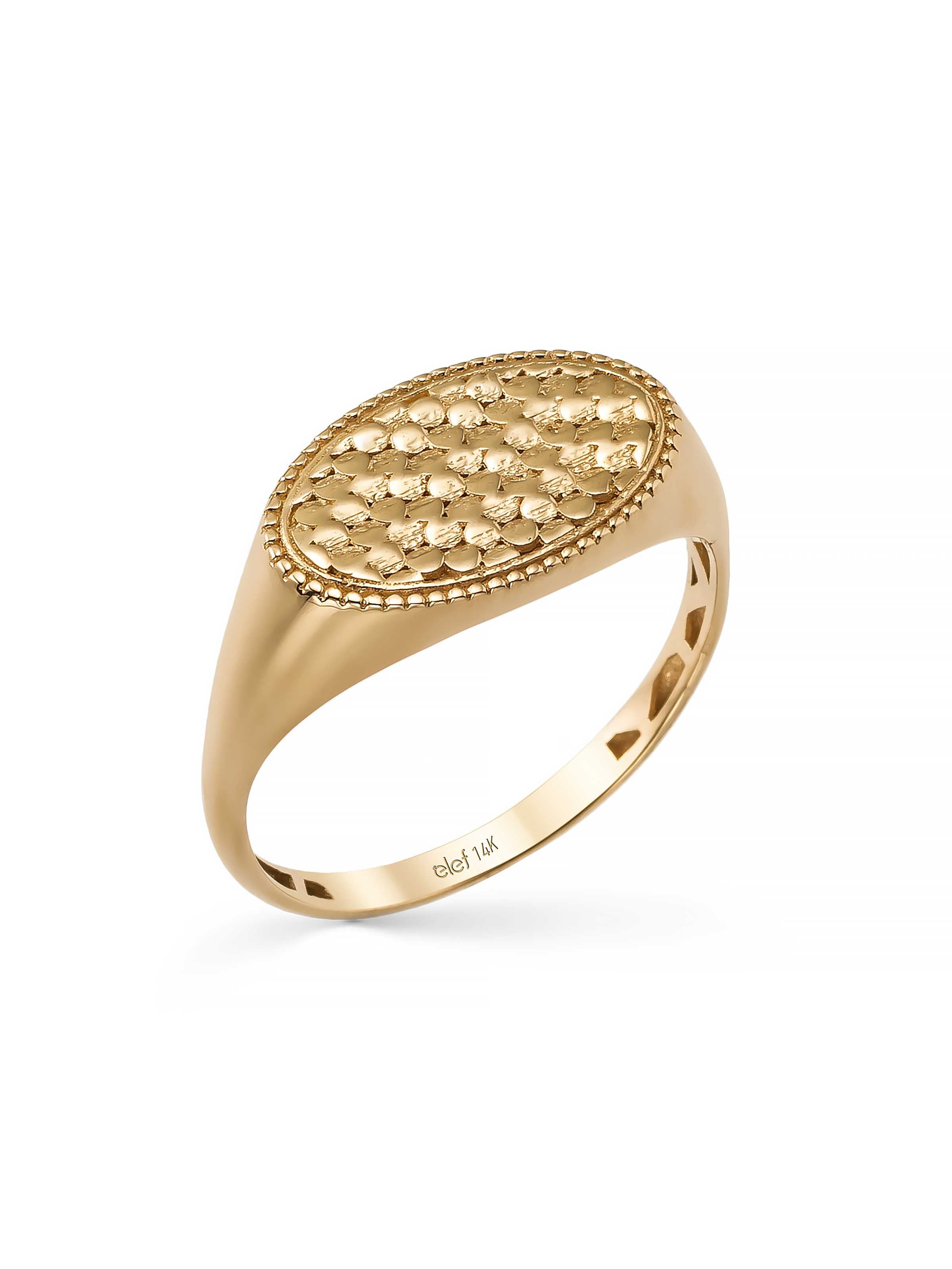 Oval Motif Ring in 14K Gold by Elef Jewelry