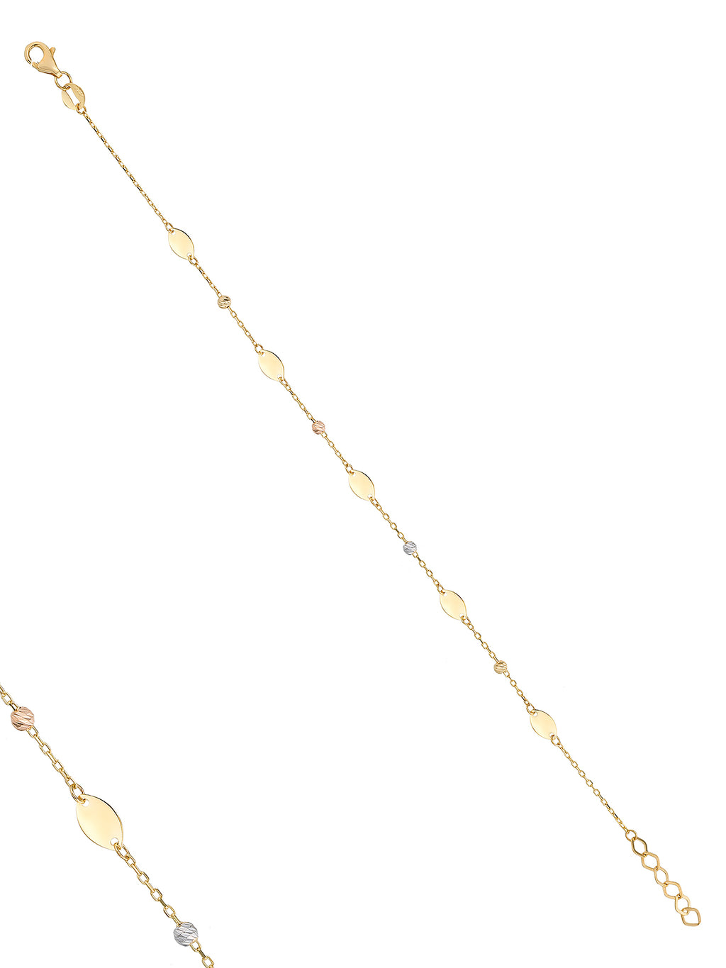 Oval Disc & Dorika Bead Bracelet in 14K Gold by Elef Jewelry