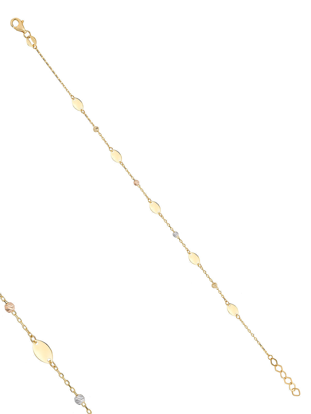 Oval Disc & Dorika Bead Bracelet in 14K Gold by Elef Jewelry