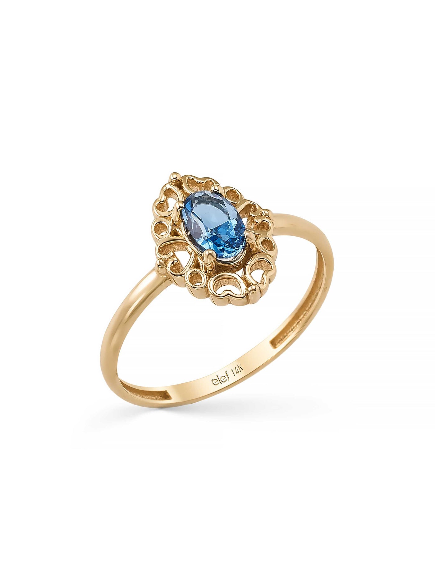 Oval Sapphire-Inspired Stone Vintage Ring in 14K Gold by Elef Jewelry