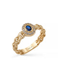 Oval Sapphire-Inspired Stone Chain Form Ring in 14K Gold by Elef Jewelry
