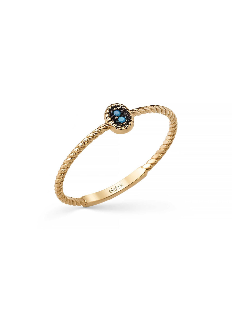 Oval Turquoise Stone Twisted Ring in 14K Gold