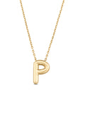 Letter P Classic Initial Necklace in 14K Gold by Elef Jewelry
