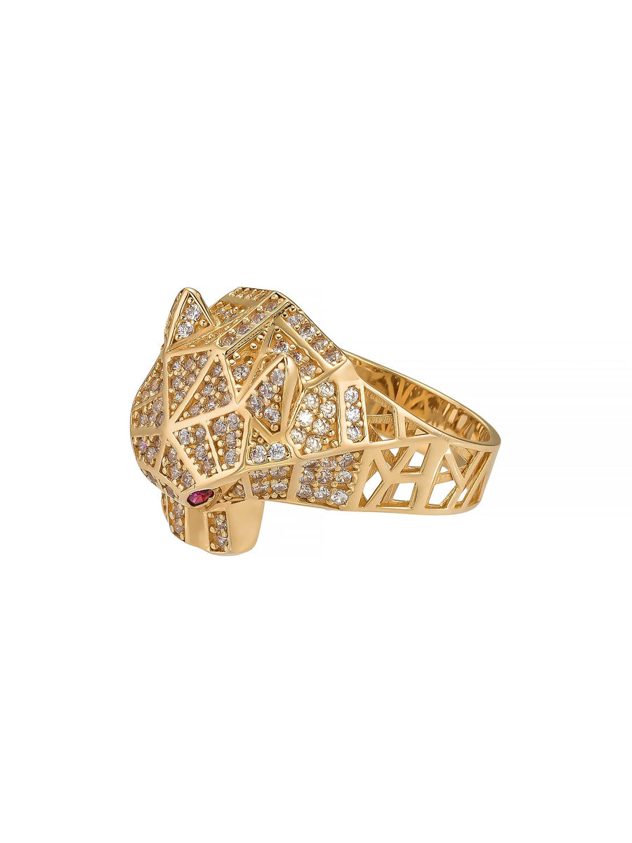 Panther Geometric Ring in 14K Gold