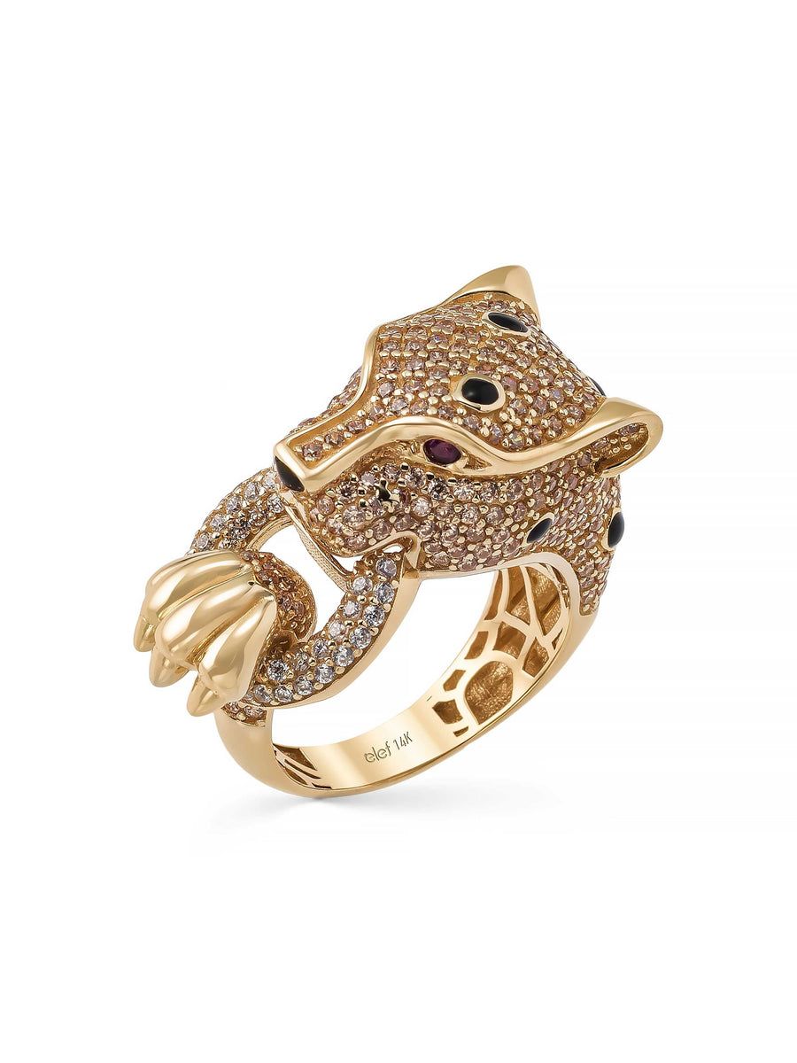 Panther Stone Ring in 14K Gold