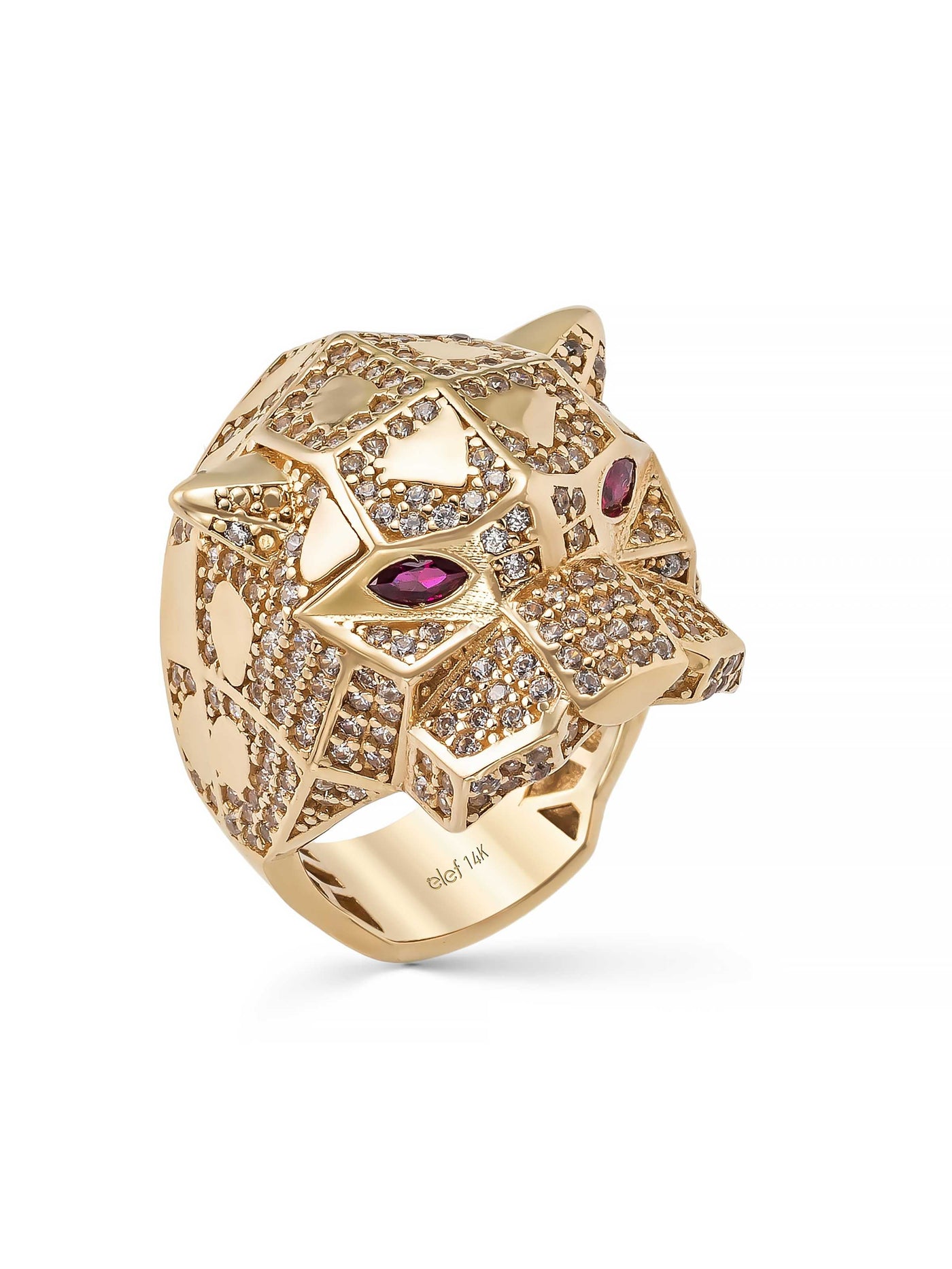 Panther Form Stone Ring in 14K Gold by Elef Jewelry