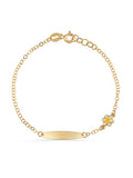 14K Gold Daisy Enamel Kids Id Bracelet by Elef Jewelry