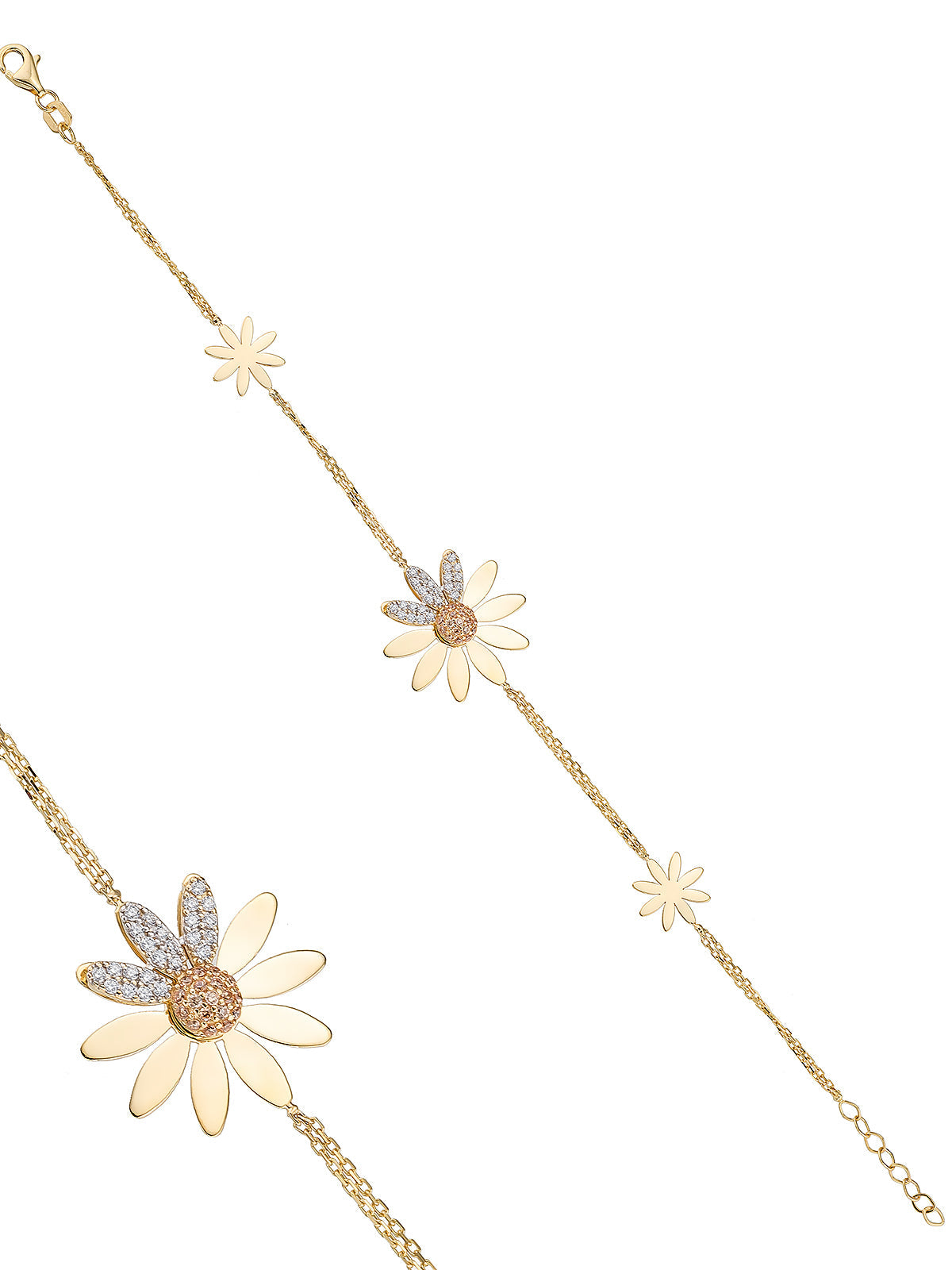 Daisy Stone Accents Bracelet in 14K Gold by Elef Jewelry
