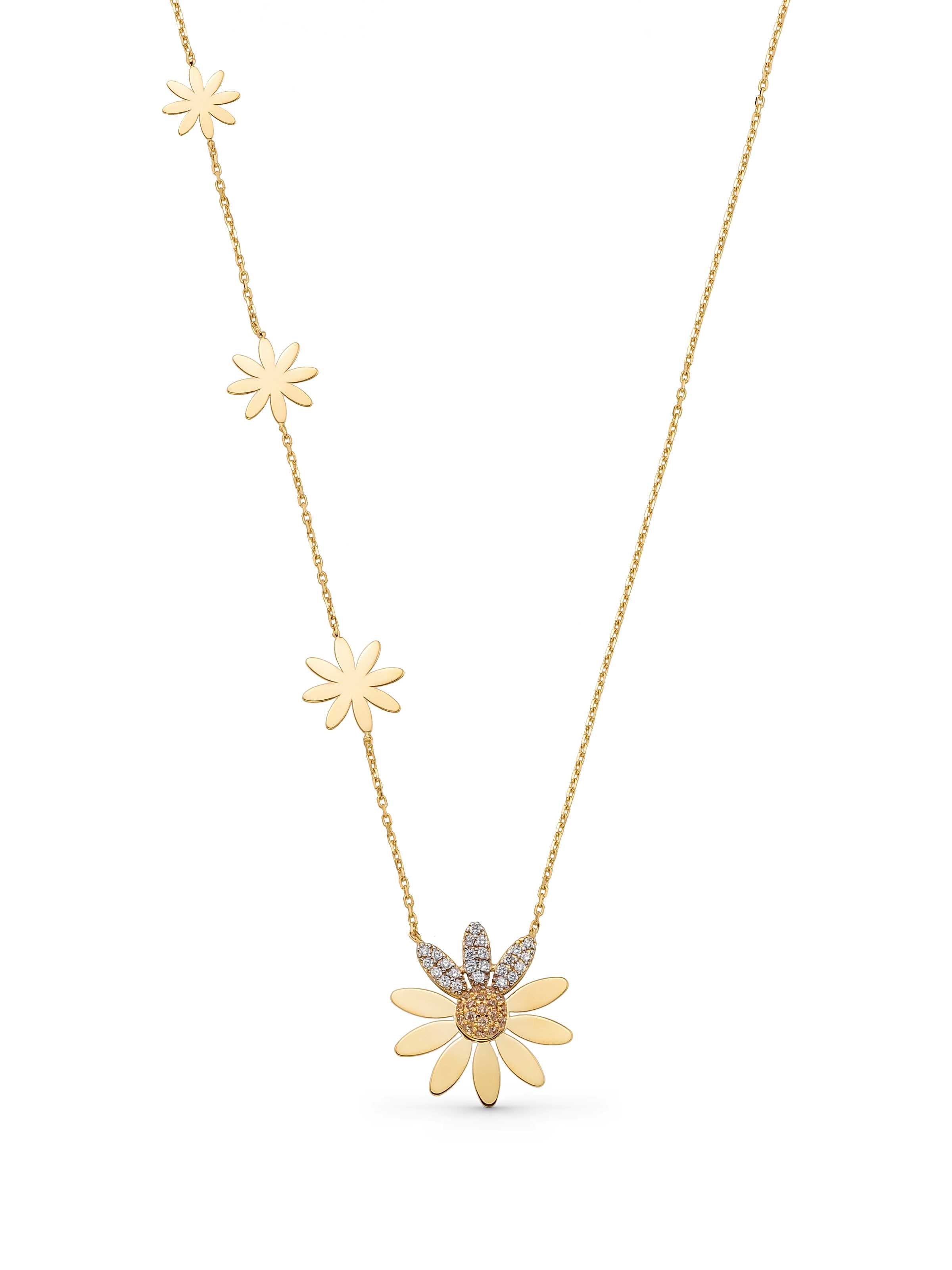 Daisy Stone Necklace in 14K Gold by Elef Jewelry