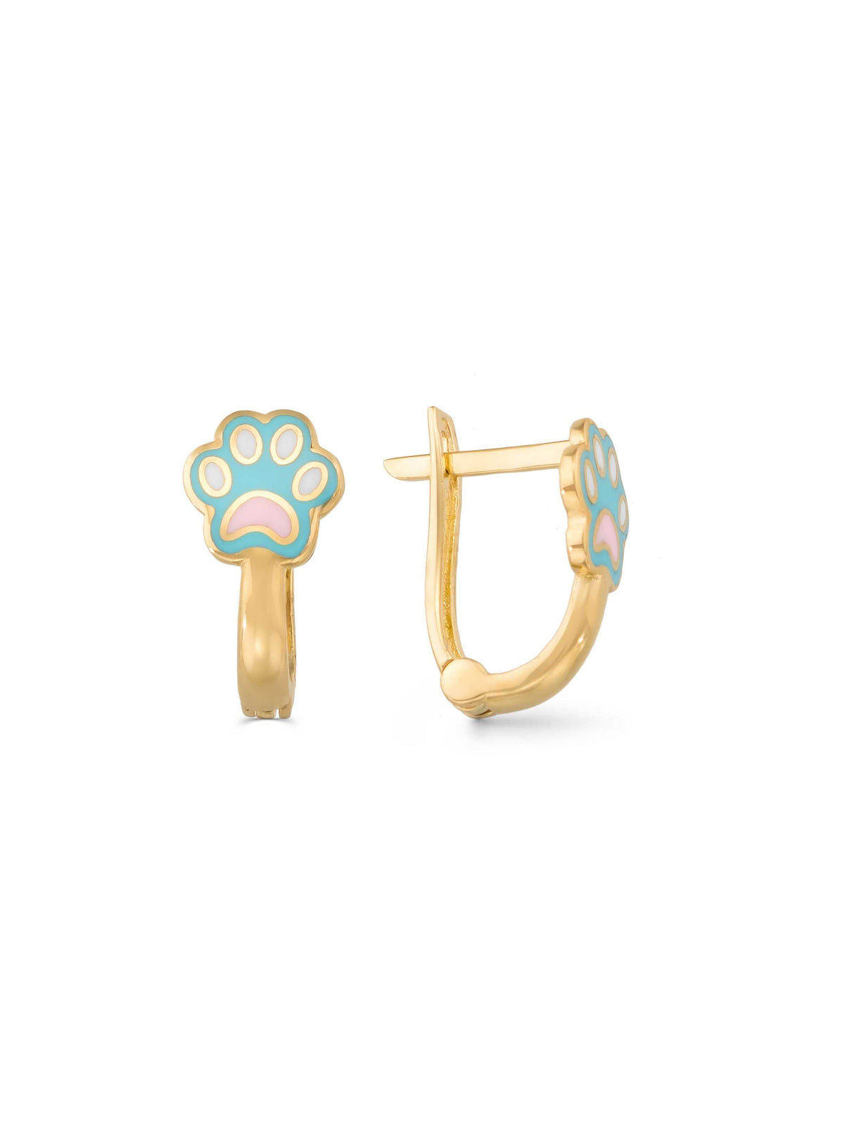 Paw Enamel Kids Earrings in 14K Gold by Elef Jewelry