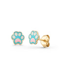 Paw Enamel Kids Earrings in 14K Gold by Elef Jewelry